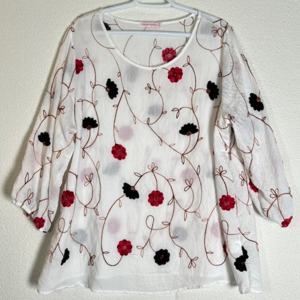 Parami Design Embroidered Peasant Womens Top Plus Size 2X
